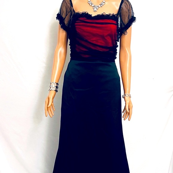 Boston Proper Sheer Black & Red Top L - Picture 9 of 10